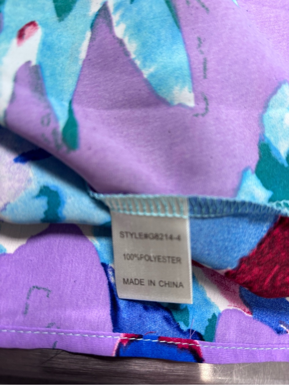 Jodifl Abstract Floral V-Neck Blouse – Watercolor Blue, Purple & Teal - large - Picture 4 of 8